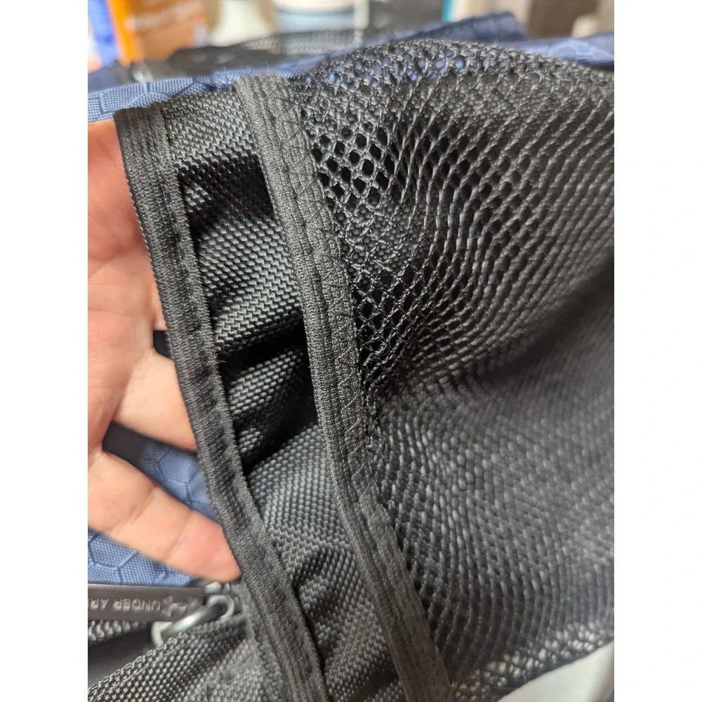 Y2K Under Armour Backpack Navy Blue Black Mesh Pocket School Gym Compact